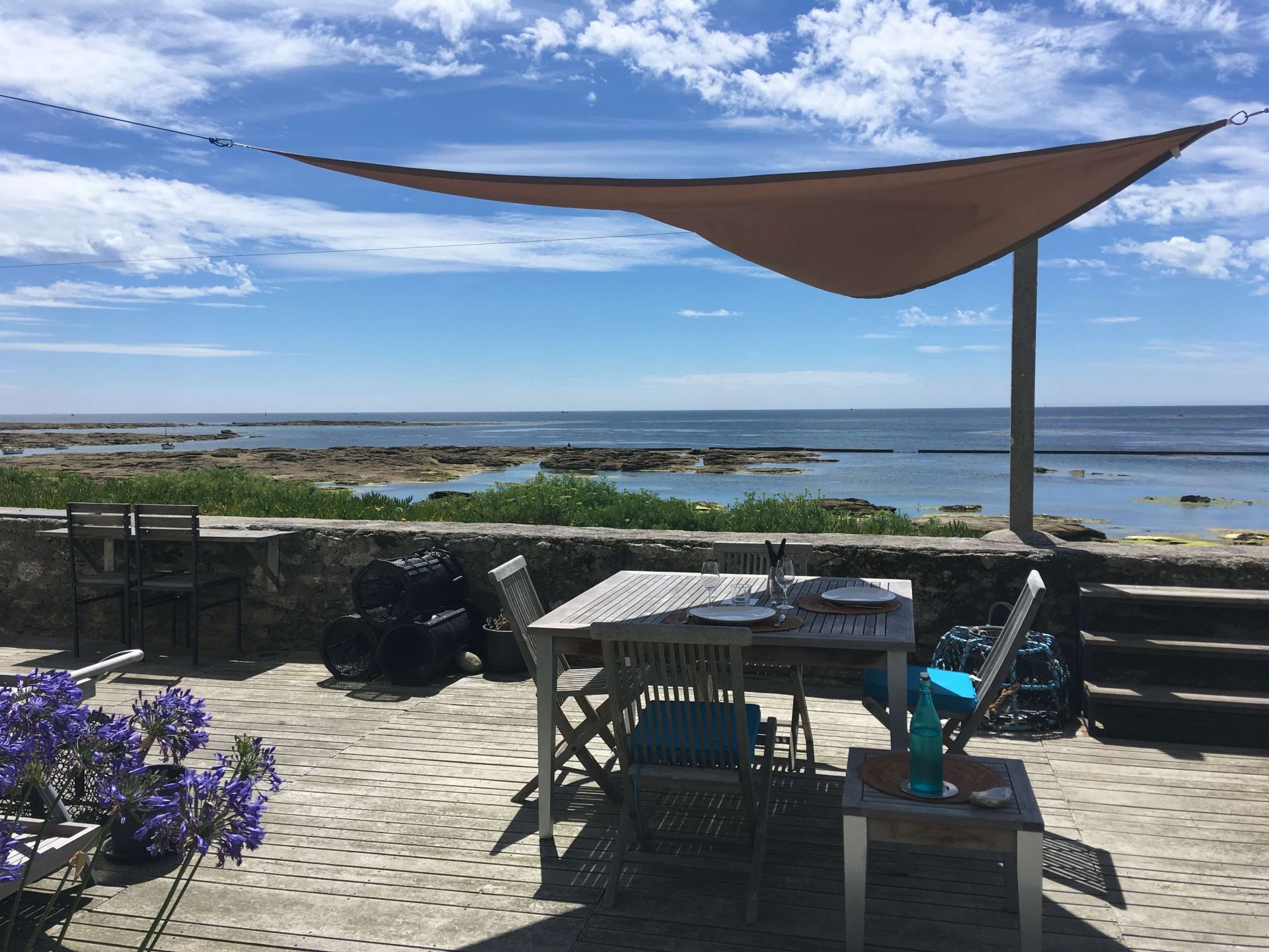 Maison de pêcheur les pieds dans l'eau Treffiagat