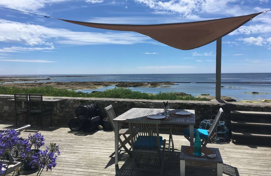 Maison de pêcheur les pieds dans l'eau Treffiagat